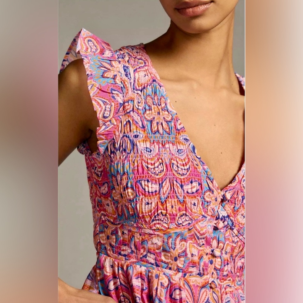 Anthropologie Peregrine Pink and Purple Mini Dress - Picture 3 of 11